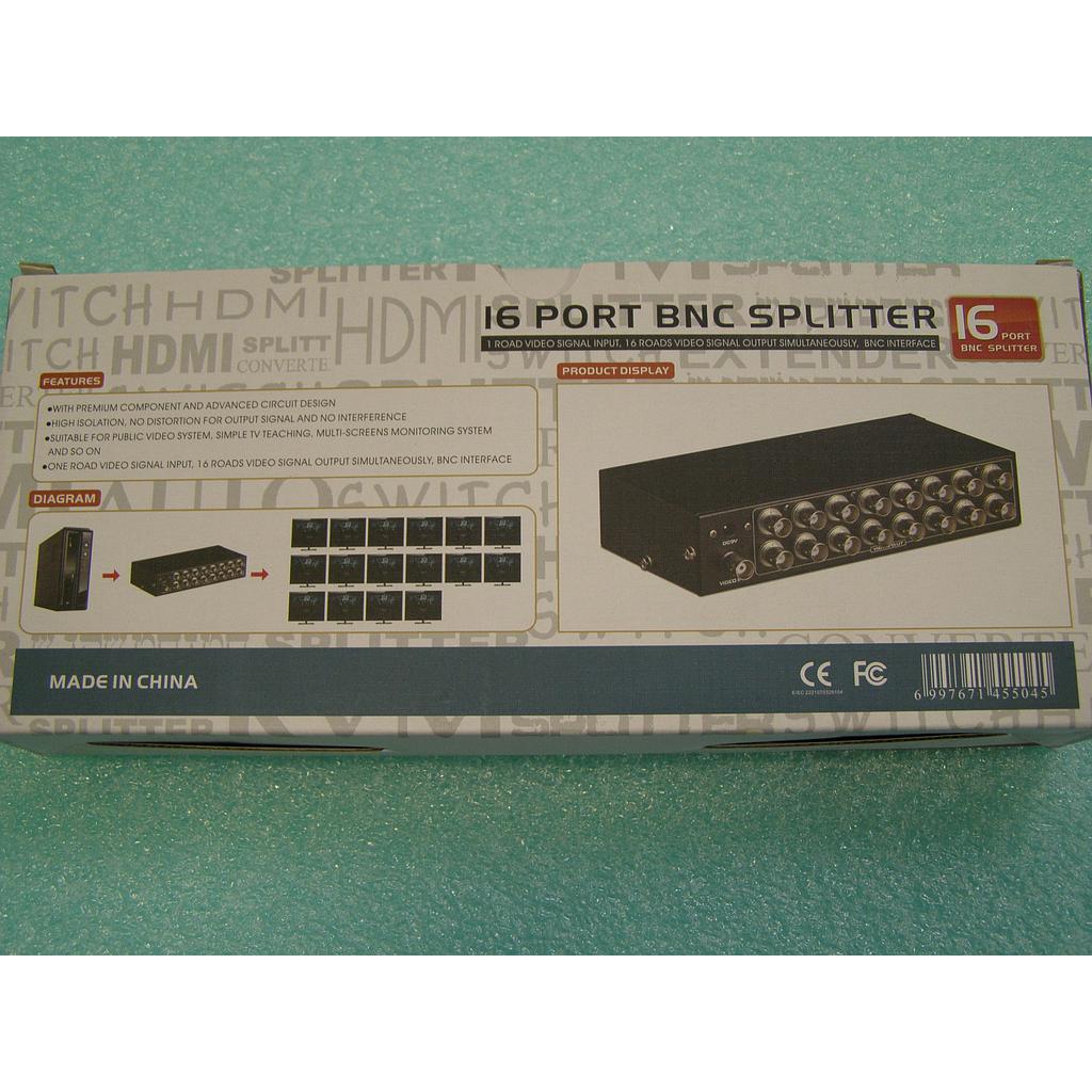 CCTV 16 Ports BNC Video Splitter Distribution Amplifier Adapter MT-1016BC